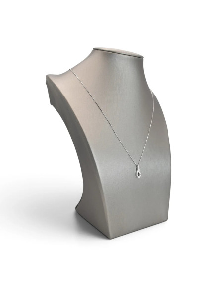 Collana Veneziana Donna Oro Bianco 18kt con Pendente a Goccia e Zirconi 44 cm - 2 gr