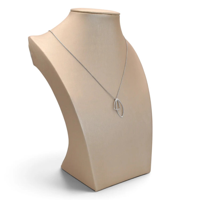 Venezianische Damenhalskette aus 18-karätigem Weißgold mit fantasievollem Anhänger und Zirkonia, 42 cm – 3,2 g 2