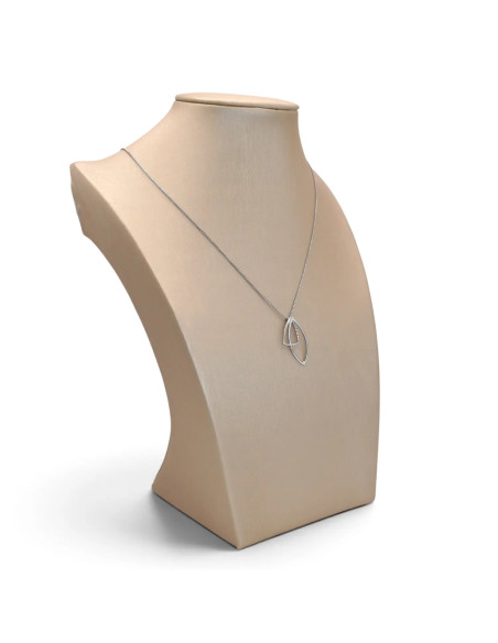 Collar veneciano de oro blanco de 18 quilates para mujer con colgante de fantasía y circonita, 42 cm - 3,2 g