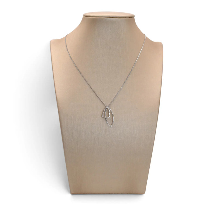 18kt White Gold Venetian Women's Necklace with Fantasy Pendant and Zirconia, 42 cm - 3.2 g