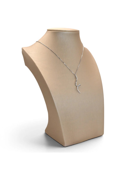 Collana Donna Oro Bianco 18kt Veneziana con Pendente a Ricciolo e Zirconi 43 cm - 3,3 gr