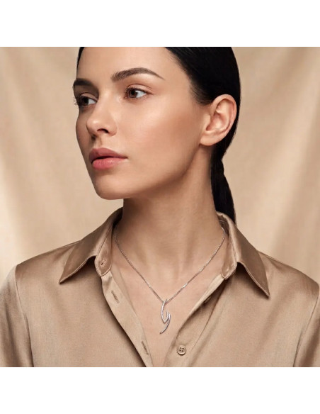 18kt White Gold Venetian Women's Necklace with Fantasy Pendant and Zirconia, 42 cm - 3.4 g