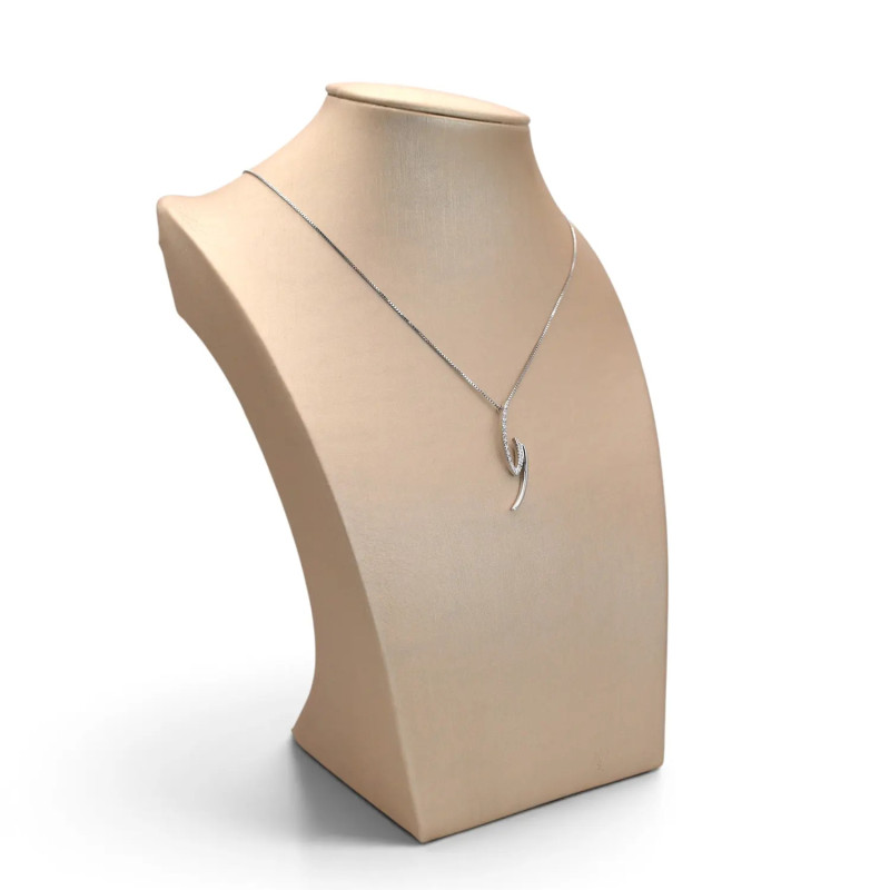 18kt White Gold Venetian Women's Necklace with Fantasy Pendant and Zirconia, 42 cm - 3.4 g