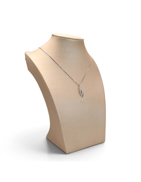 18kt White Gold Venetian Women's Necklace with Fantasy Pendant and Zirconia, 42 cm - 3.4 g