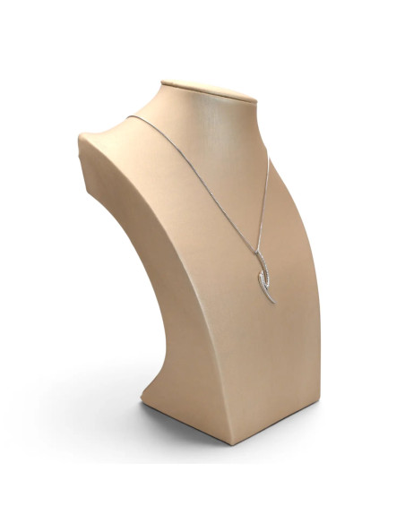 Venezianische Damenhalskette aus 18-karätigem Weißgold mit fantasievollem Anhänger und Zirkonia, 42 cm – 4 g