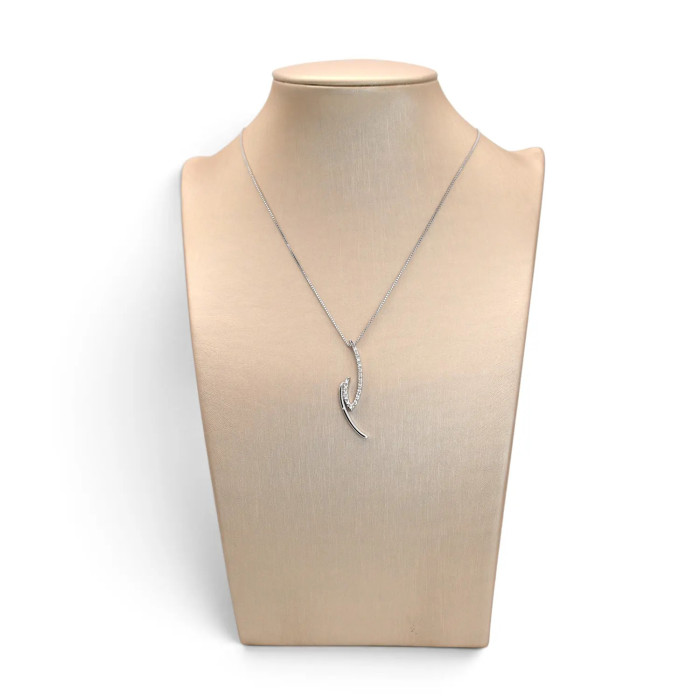18kt White Gold Venetian Women's Necklace with Fantasy Pendant and Zirconia 42 cm - 4 gr