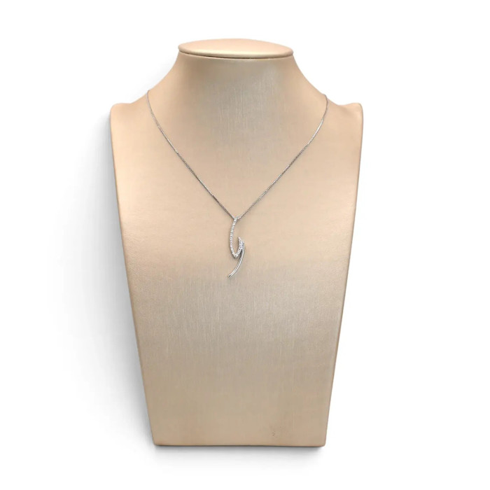 18kt White Gold Venetian Women's Necklace with Fantasy Pendant and Zirconia, 42 cm - 3.4 g