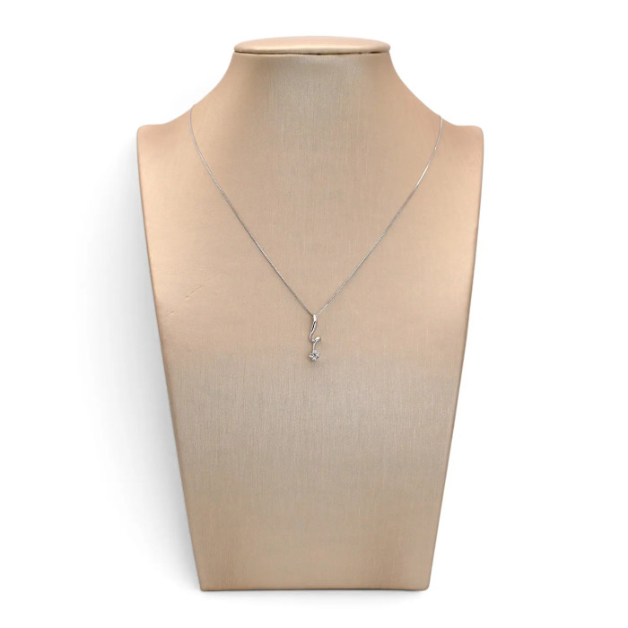 Damen-Halskette aus 18-karätigem Weißgold mit geschwungenem Zirkonia-Anhänger, 42 cm | Stella Maris 2