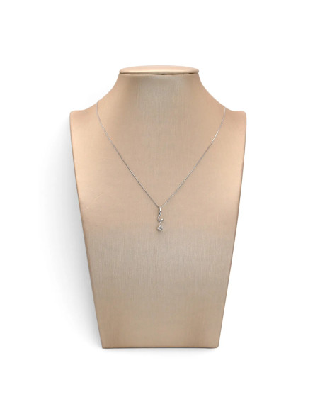 Collana Donna Oro Bianco 18kt Pendente Sinuoso Zirconi 42cm | Stella Maris