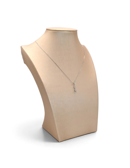 Collana Donna Oro Bianco 18kt Pendente Sinuoso Zirconi 42cm | Stella Maris