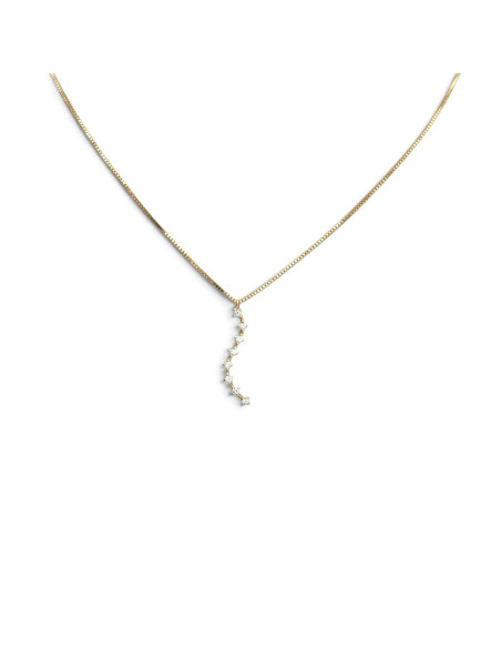 Collar veneciano de oro amarillo de 18 quilates para mujer con colgante de circonita sinuosa, 43 cm - 2,4 g