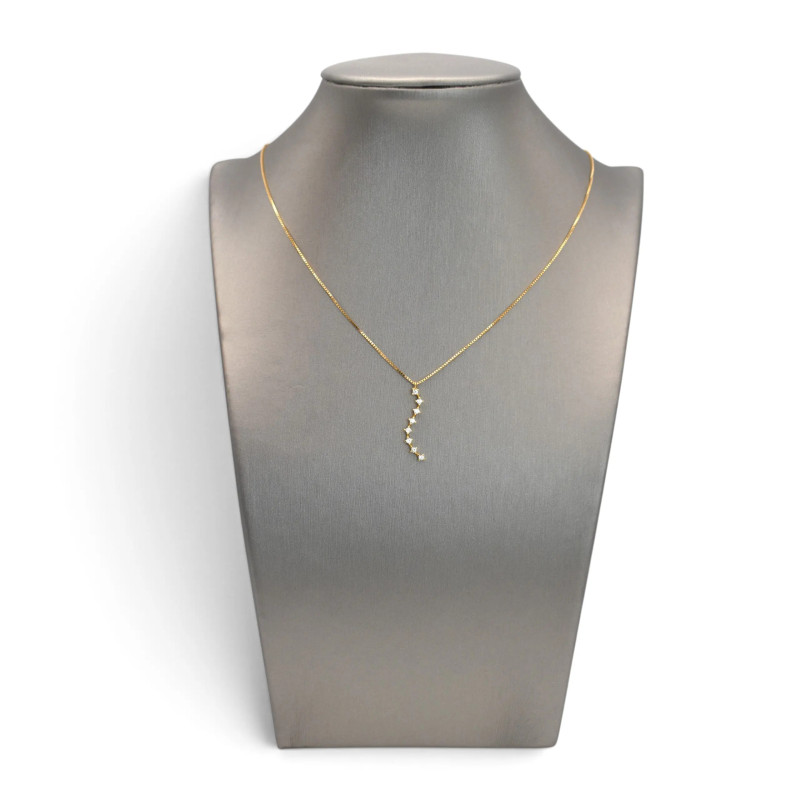 Collar veneciano de oro amarillo de 18 quilates para mujer con colgante de circonita sinuosa, 43 cm - 2,4 g