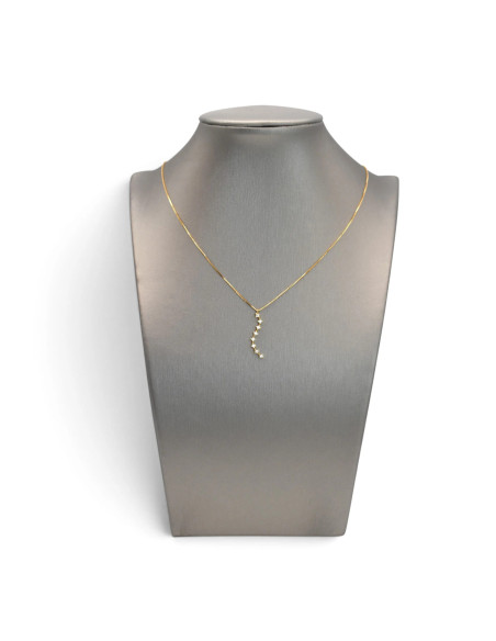 Collar veneciano de oro amarillo de 18 quilates para mujer con colgante de circonita sinuosa, 43 cm - 2,4 g