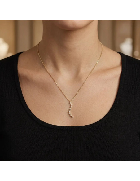 Collana Donna Oro Giallo 18kt Veneziana con Pendente Sinuoso a Zirconi 43 cm - 2,4 gr