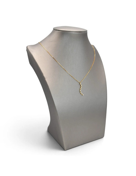 18kt Yellow Gold Venetian Women's Necklace with Sinuous Zirconia Pendant, 43 cm - 2.4 g
