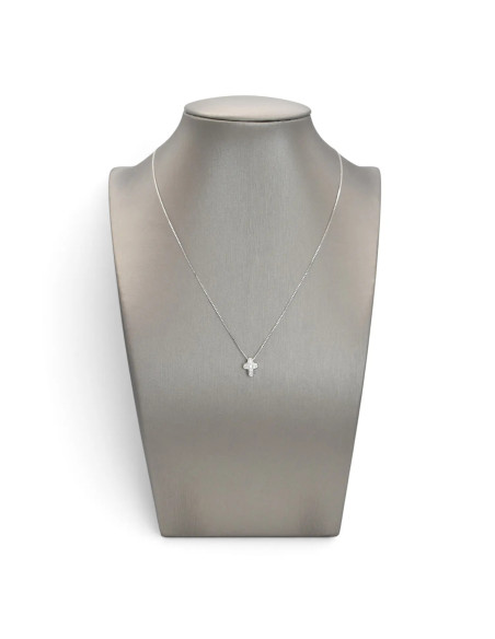 Collana Donna Oro Bianco 18kt Pendente Croce Zirconi 43cm | Stella Maris