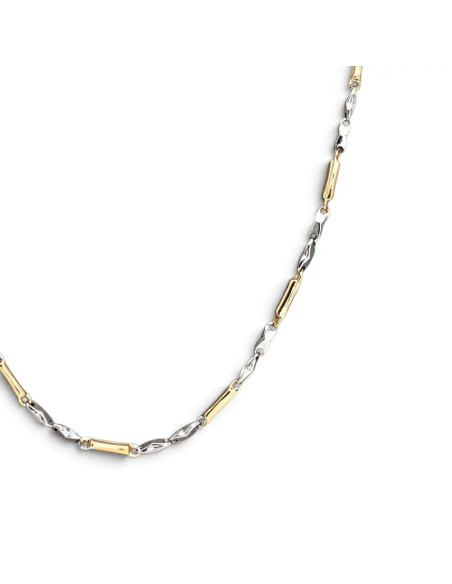 Collana Uomo / Unisex Oro Bianco e Giallo 18kt a Barrette Alternato 55 cm - 8 gr