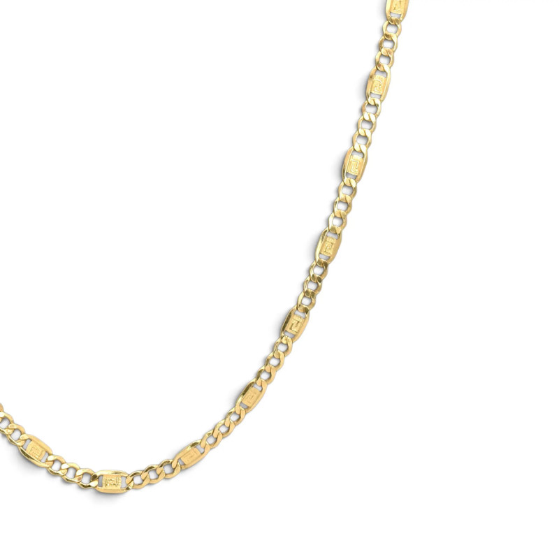 Catena Uomo Oro Giallo 18kt Maglia Figaro con Dettaglio Greca 60 cm - 6,10 gr