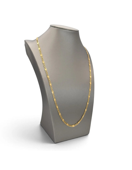 18kt Yellow Gold Figaro Chain for Men with Greek Key Detail, 60 cm - 6.10 g