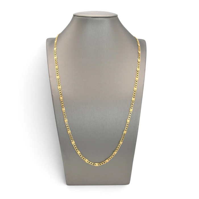 Catena Uomo Oro Giallo 14kt Maglia Figaro con Dettaglio Greca 60 cm - 6,10 gr