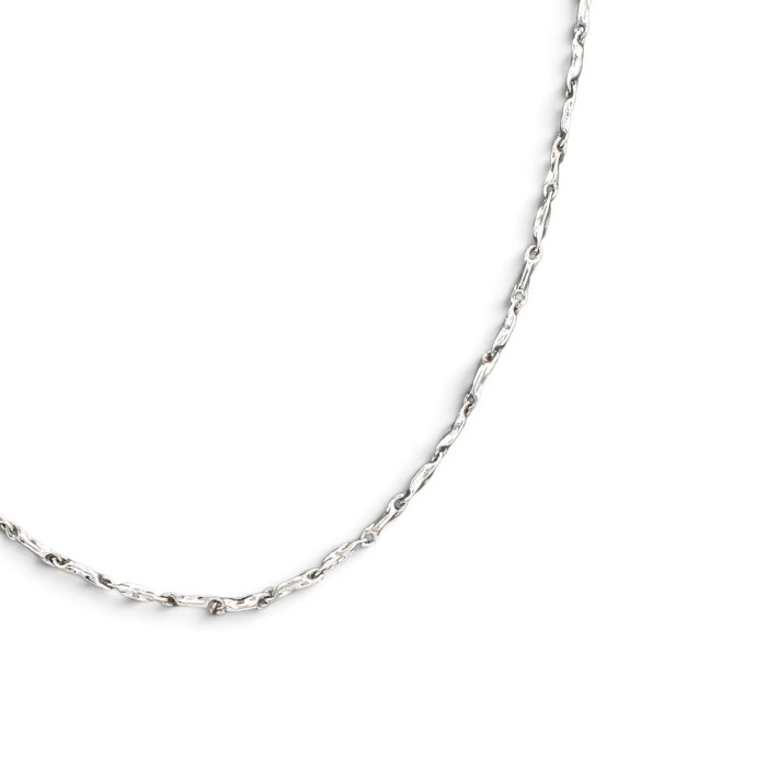 Catena Unisex Oro Bianco 18kt Maglia Barrette Sfaccettate 45 cm - 4,8 gr