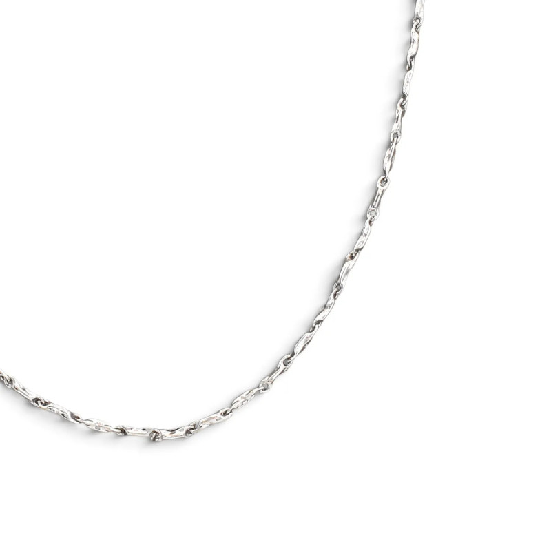 Cadena unisex de eslabones facetados en oro blanco de 18 quilates, 45 cm - 4,8 g
