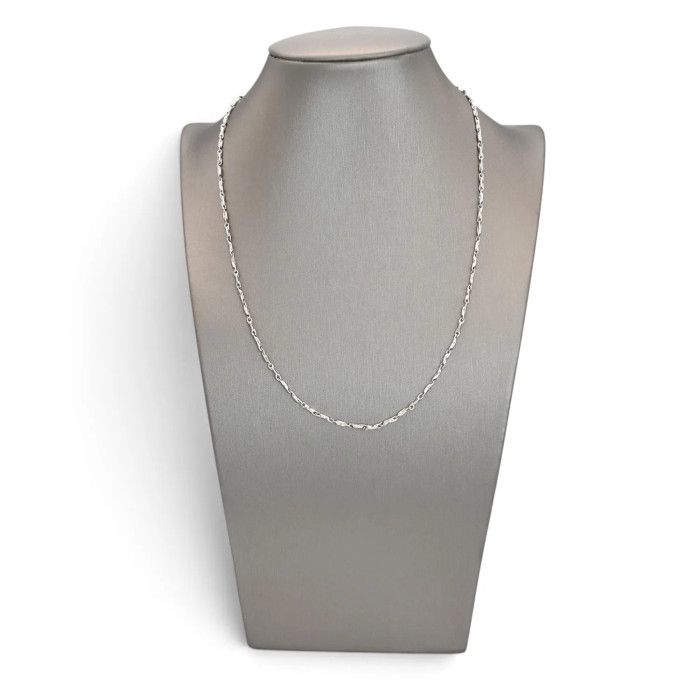 Catena Unisex Oro Bianco 18kt Maglia Barrette Sfaccettate 45 cm - 4,8 gr 2