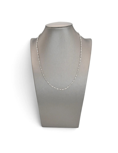 Catena Unisex Oro Bianco 18kt Maglia Barrette Sfaccettate 45 cm - 4,8 gr