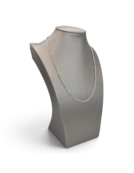 Unisex 18kt White Gold Faceted Bar Link Chain 45cm - 4.8g