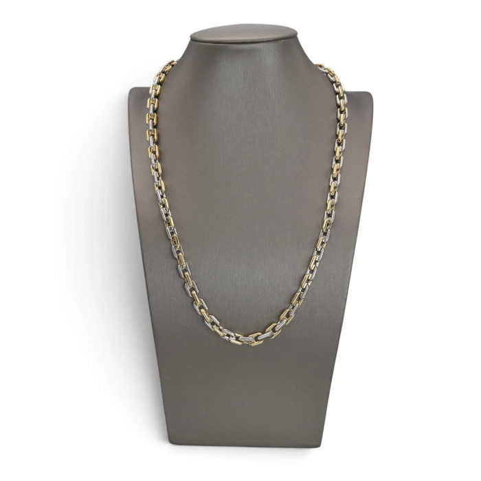 Catena Unisex Oro Giallo e Bianco 18kt Maglia Geometrica Bicolore 50 cm - 39,40 gr 2