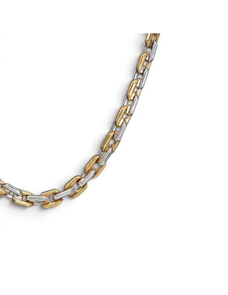 Catena Unisex Oro Giallo e Bianco 18kt Maglia Geometrica Bicolore 50 cm - 39,40 gr