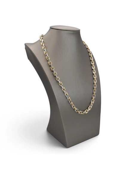 Unisex Chain in 18kt Yellow and White Gold, Two-Tone Geometric Link, 50 cm - 39.40 gr