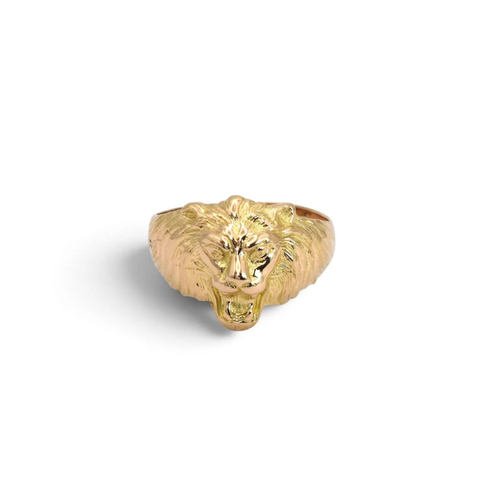 Anello Uomo Oro Giallo 18kt Testa di Leone Cesellata - 5,80 gr 2