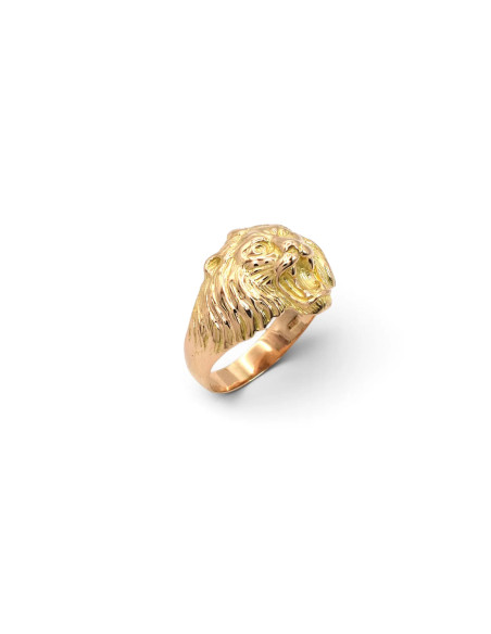 Anillo de oro amarillo de 18 quilates para hombre con cabeza de león cincelada - 5,80 gr