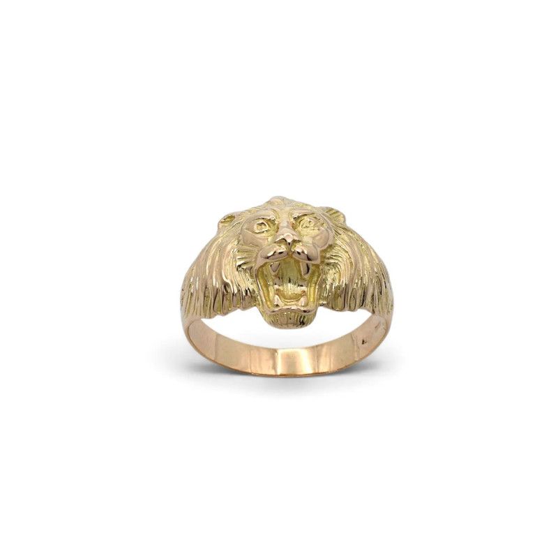 Anello Uomo Oro Giallo 18kt Testa di Leone Cesellata - 5,80 gr