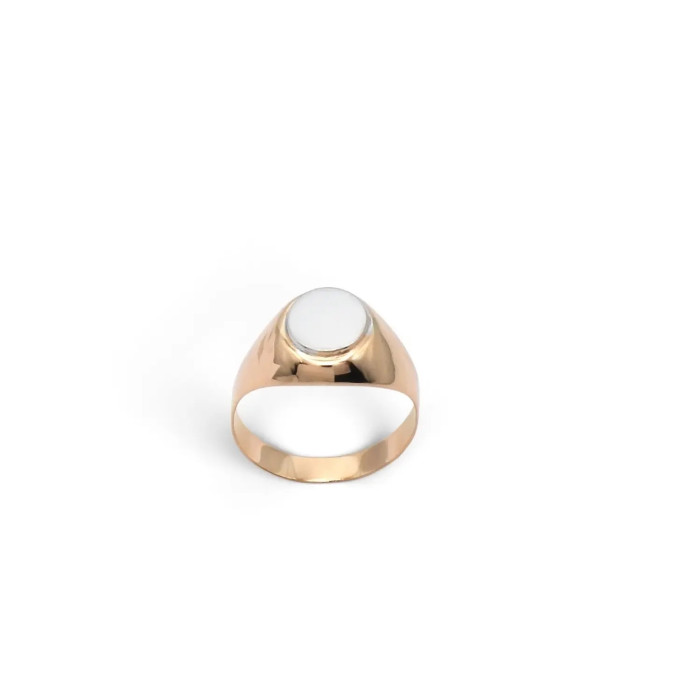 Anello Chevalier Mignolo Oro Rosa e Bianco 18kt Scudo Ovale - Misura 10 - 2,2 gr 2