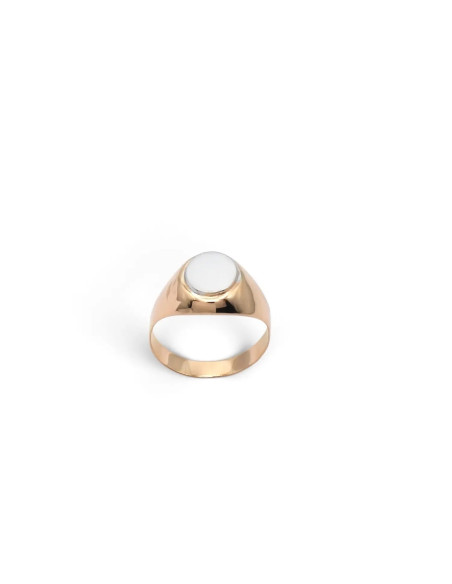 Anillo meñique Chevalier de oro rosa y blanco de 18 quilates con escudo ovalado - Talla 10 - 2,2 g