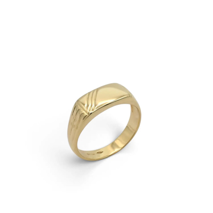 Anello Uomo Oro Giallo 18kt Fascia con Intagli Diagonali - Misura 25 - 6,2 gr