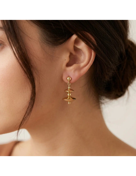 Pendientes colgantes de oro amarillo de 18 quilates con discos abovedados de 2,5 cm - 7,3 g