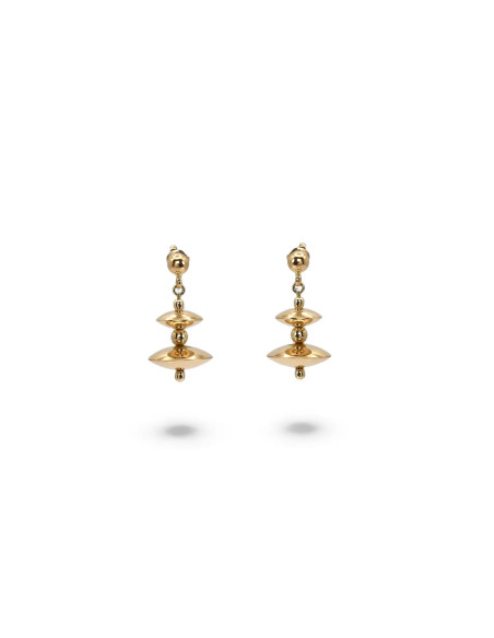18kt Yellow Gold Drop Earrings with 2.5 cm Domed Discs - 7.3 g