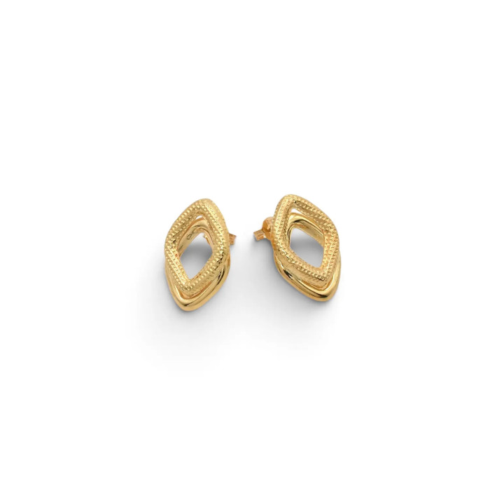 Orecchini Oro Giallo 18kt Geometrici Godronati e Lisci 2 cm - 3,7 gr