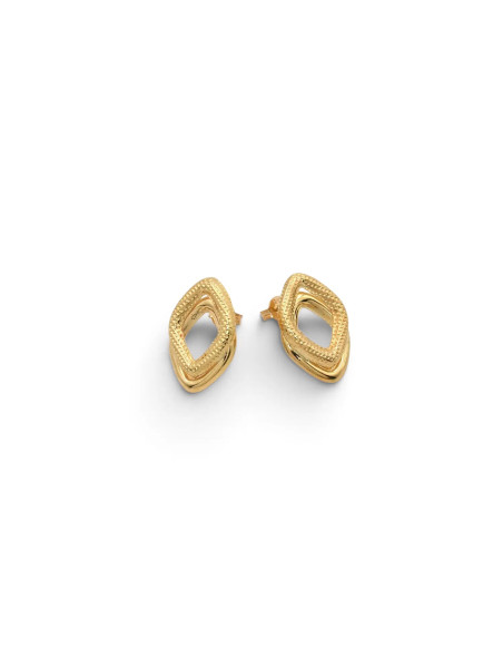 18kt Yellow Gold Geometric Knurled and Smooth Earrings 2 cm - 3.7 gr