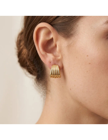 18kt Yellow Gold Fluted Band Stud Earrings 2 cm - 4.1 gr
