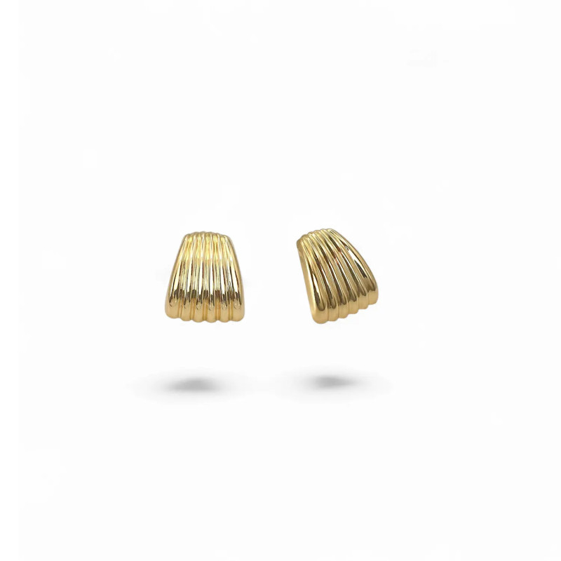 Orecchini a Lobo Oro Giallo 18kt a Fascia Scanalata 2 cm - 4,1 gr