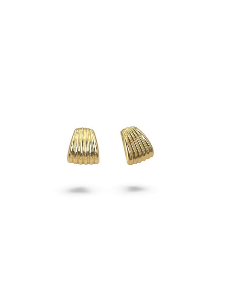 Ohrstecker aus 18-karätigem Gelbgold mit geriffeltem Band, 2 cm – 4,1 g