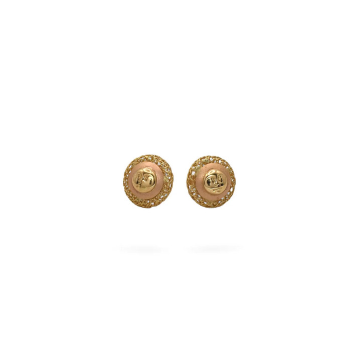Orecchini a Lobo Oro Giallo e Rosa 18kt Sole Luna Satinati 1,5 cm - 4,1 gr 2