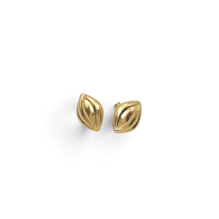 Orecchini Lobo Oro Giallo 18kt Foglia Bombata 2cm 2,2gr | Stella Maris