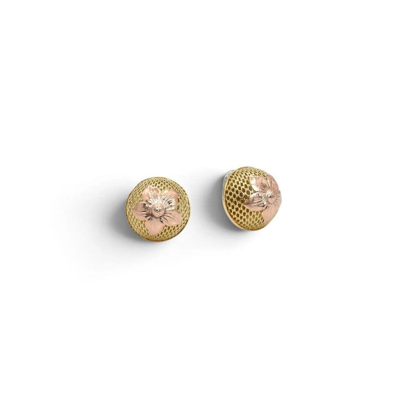 Orecchini a Lobo Oro Giallo e Rosa 18kt con Clip Oro Bianco 1,5 cm - 7,4 gr