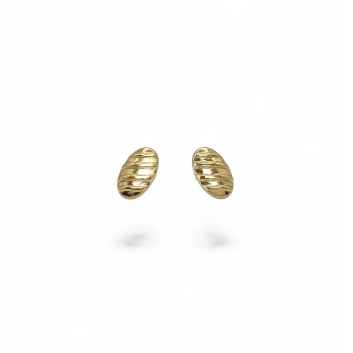Orecchini a Lobo Oro Giallo 18kt Ovali Scanalati 1,5 cm - 1,7 gr