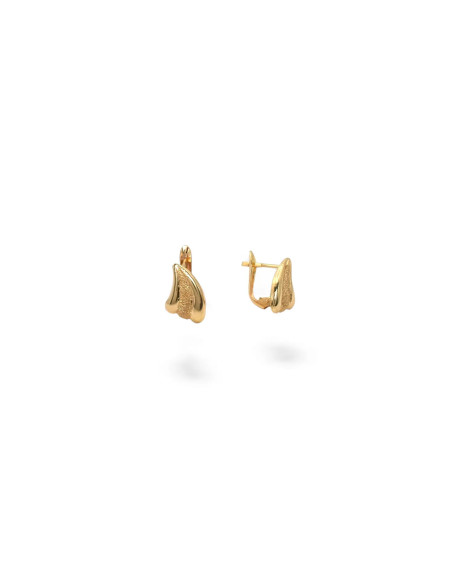 Orecchini Oro Giallo 18kt a Foglia Lucida e Satinata con Monachella 1,5 cm - 2,4 gr